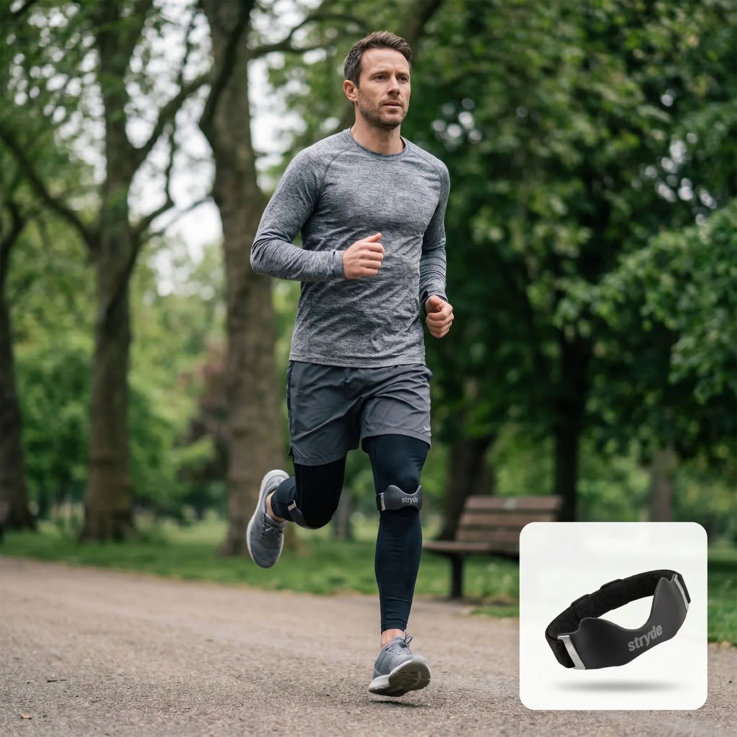 Coureur en extérieur portant la sangle de précision